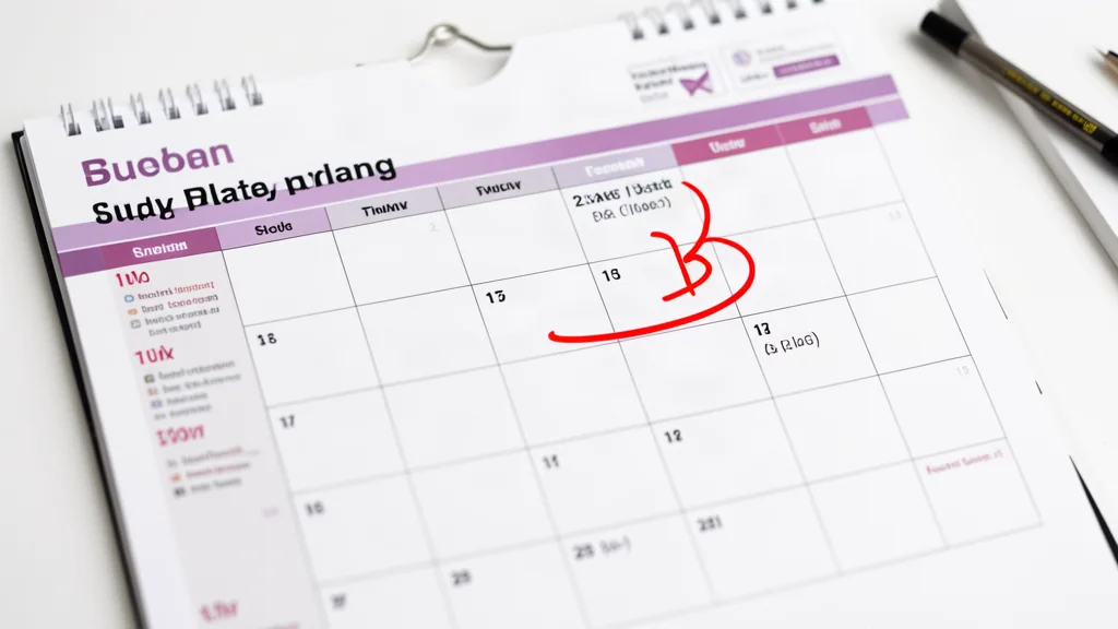 Exam date marked in calendar
