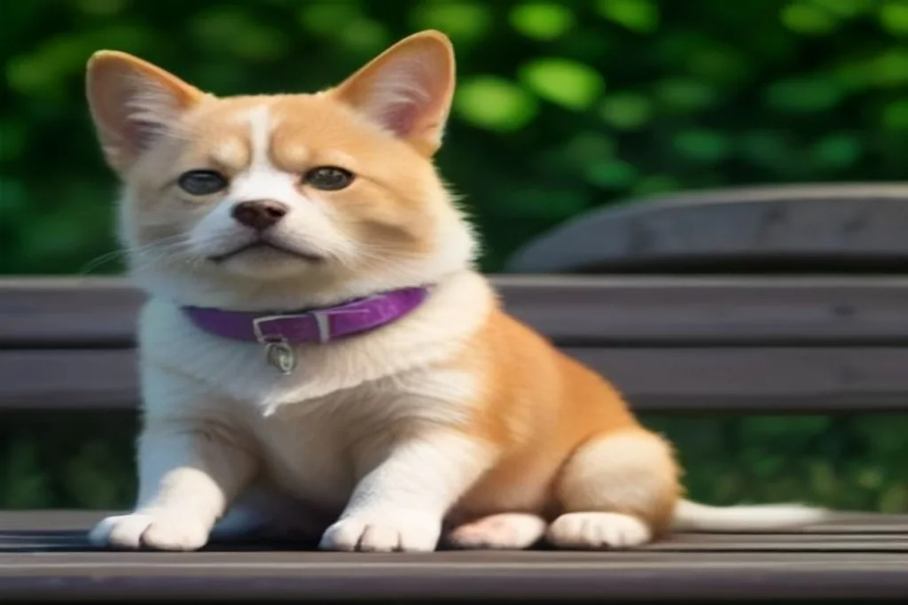 Smart pet collar device lying on a bench beside a tennis ball and a leash, daylight