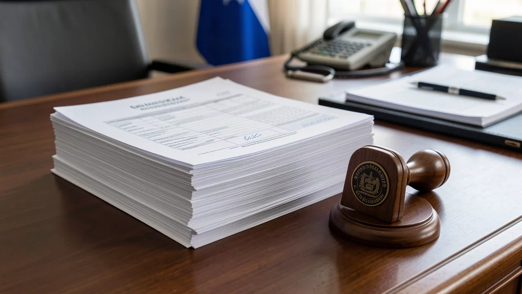 Official forms on a desk