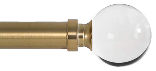 Ivilon Drapery Treatment Window Curtain Rod - Acrylic Ball 1 inch Pole. 48 to 86 Inch. Warm Gold