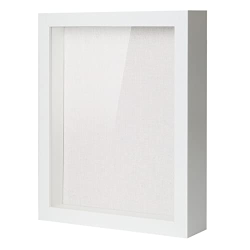 Muzilife 11x14 Shadow Box Picture Frame with Linen Board - Rustic White