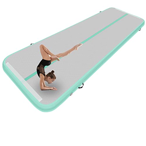 XHYCPY Inflatable Gymnastics Tumbling Track - Green Training Track Mat with Electric Air Pump