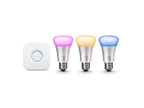 Philips Hue White and Color Ambiance A19 60W Equivalent Smart Bulb Starter Kit | 4 Piece Set