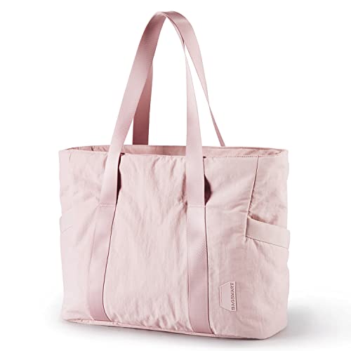 BAGSMART Women Tote Bag, Large Shoulder Bag, Pink-L