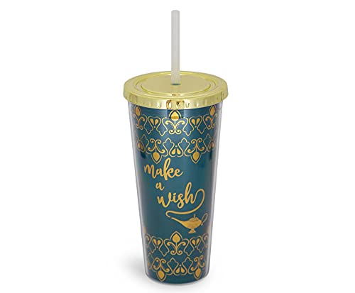 Aladdin Make A Wish Carnival Cup With Reusable Straw And Leakproof Lid | BPA-Free Plastic Tumbler, Tall Cold Cup | Disney Kitchen Accessories And Drinkware | Holds 16 Ounces