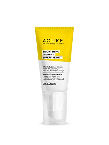 Acure Brightening Vitamin C Superfine Mist | Vegan, Banana Extract & Camellia | 2 Fl Oz