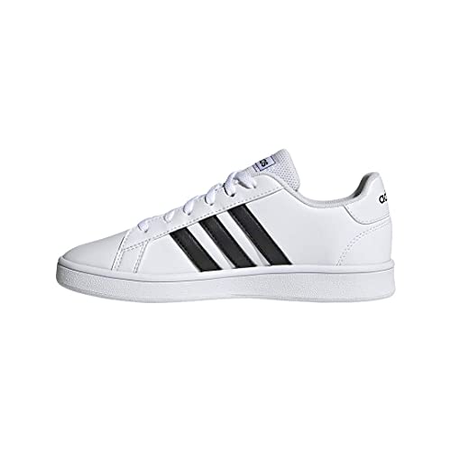 adidas unisex child Grand Court - Kids Sneaker, White/Black/White, Size 3.5 Big Kid US