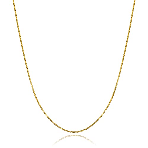 Ariana Lucci 14K Gold Filled Round Box Chain Necklace - Simple and Classic Thin Gold Chain
