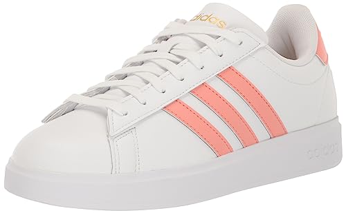 adidas Women's Grant Court 2.0 Sneaker, White/Wonder Clay/Gold Metallic, Size 8.5