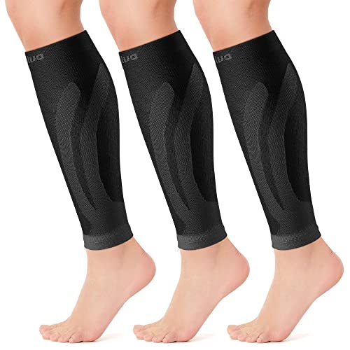 CAMBIVO 3 Pairs Calf Compression Sleeve for Women and Men, Leg Sleeve Brace for Shin Splints Pain Relief, Footless Compression Socks