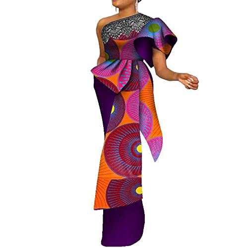 ABCWAX Single Shoulder Traditional Pencil Skirt in Kente Print - Medium Size, Color 15