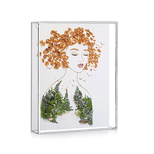 MarccTipton 8x10 Shadow Box Frame, Acrylic Photo Picture Frame, DIY Tabletop Display Case, All Clear Memory Box for Dried Flowers/Kids Room/Birthday/Wedding/Party/Shop Decor (1.5” Interior Depth)