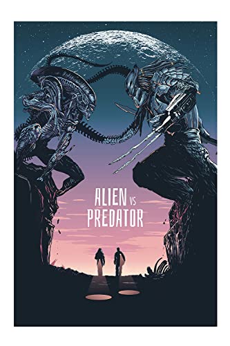 Eflormes Aliens vs Predator Science Fiction Movie Vintage Posters Decorative Painting Canvas Wall Art Office Bedroom Study Living Room Recreation Club Posters Gifts, 30x45（cm） 12x18(in)
