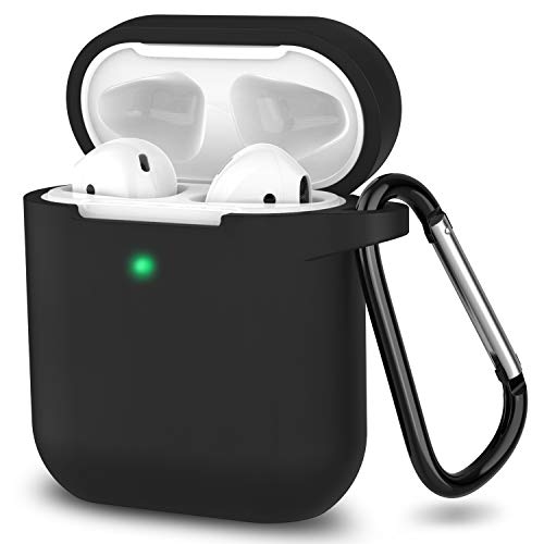 SATLITOG AirPods Case, Full Protective Silicone Cover-Black