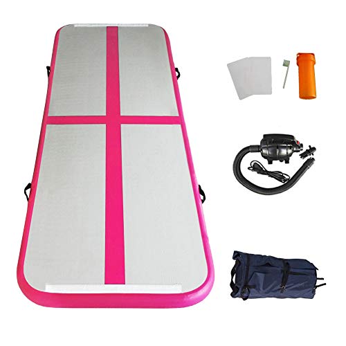 EZ GLAM Air Mat Tumble Track - PINK-L Inflatable Gymnastics Tumbling Track Mat for Cheerleading/Practice/Beach/Park/Home use