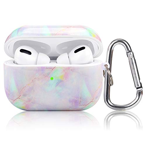 KOREDA Cute Marble Design Airpods Pro 2 Case, Shockproof Protective Hard Cover + Keychain