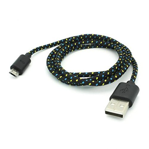 Black Braided USB Cable Rapid Charger Sync Power Wire Cord for AT&T Alcatel Cingular Flip 2 - AT&T Alcatel OneTouch Allura - AT&T ASUS PadFone X - AT&T ASUS PadFone X Mini - AT&T ASUS ZenFone 2