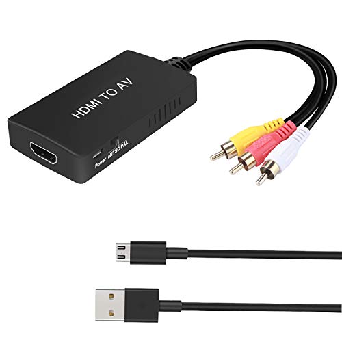 HDMI to RCA Converter, AV Composite Video Audio Adapter for TV Stick/DVD