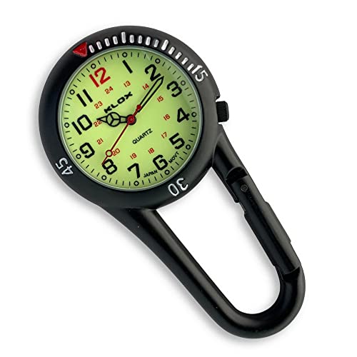 JAS Multifunctional Glow-in-The-Dark Belt Fob Watch - Black/Lumo