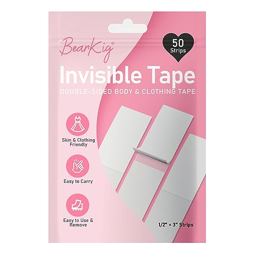 BearKig Double-Sided Tape for Fashion - Clear, 50 Count (Pack of 1)