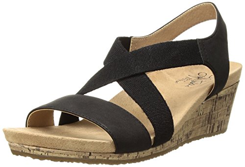 LifeStride womens Mexico Wedge Sandal, Black, 7.5 US