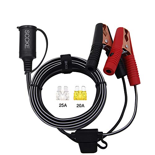 SCCKE 12FT/3.66m Car Cigarette Lighter Socket to Battery Alligator Clips Connector