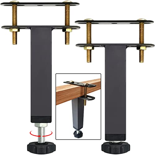 2Pcs Metal Adjustable Height Bed Frame Support Leg, Steel Bed Frame or Wooden Bed Center Slat Support Leg, Sofa Furniture Cabinet Feet Support Leg (5.9