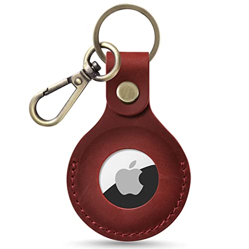Jack&Chris Leather Airtag Holder Keychain - Stylish and Protective Case for AirTags