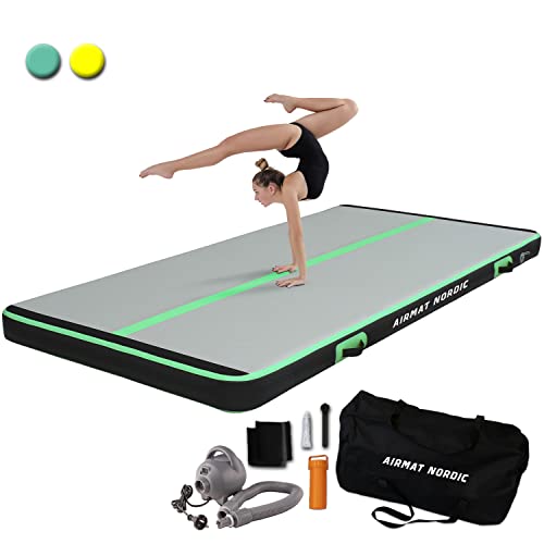 AirMat Nordic Carbon Air Mat Tumble Track - Mint Inflatable Gymnastics Mat for Home/Best for Gymnastics/Cheerleading