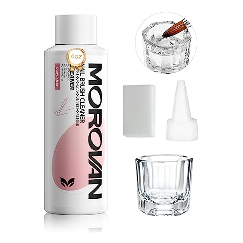 Morovan Nail Brush Cleaner Kit - Solution with Glass Cup