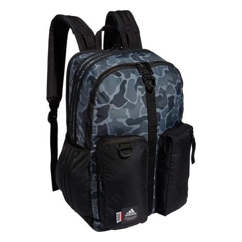  adidas Iconic 3 Stripe Backpack, Nomad Camo Grey/Black