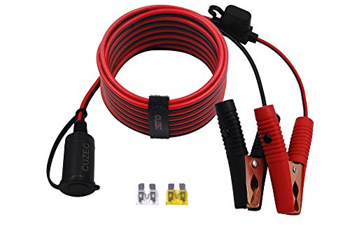 CUZEC 12V/24V Extension Cord Plug Socket with Battery Clamp (14FT)