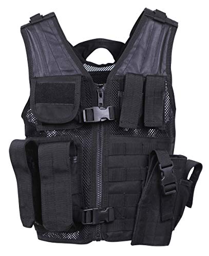 Rothco Kid's Tactical Cross Draw Vest - Black Military Style Waistcoat