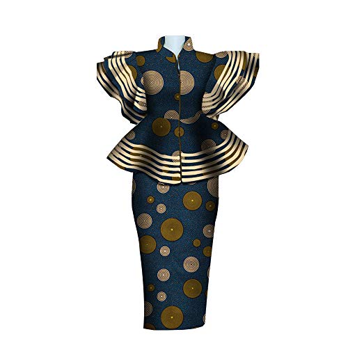Women African Dresses Clothing Dashiki Bazin Riche Dress Women Skirt Set Print Ankara Zipper Top Large