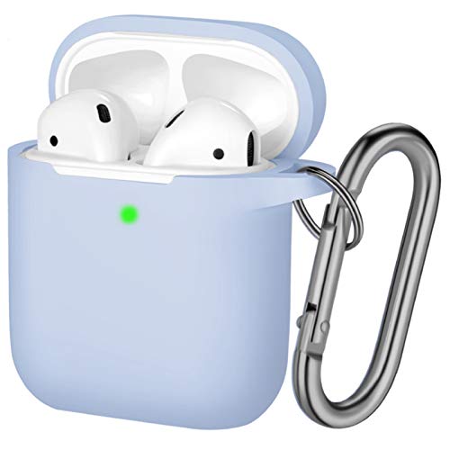 Hamile Cover Compatible with AirPods Case, Soft Silicone Protective Covers Skin (Front LED Visible) Designed for Airpod 2/ AirPod 1 Cases with Keychain Accessories
