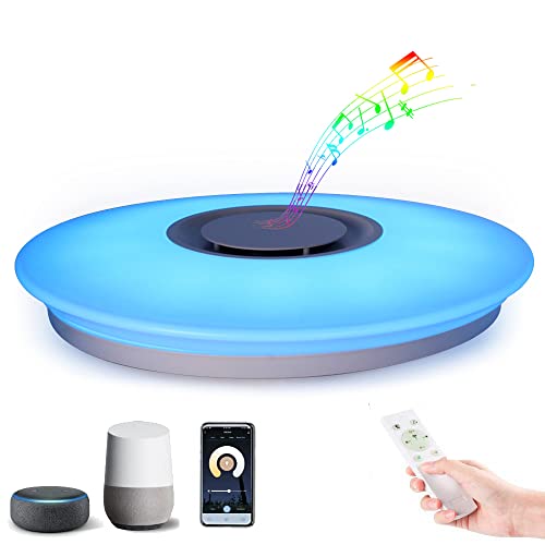 HOREVO LED Ceiling Lights with Bluetooth Speaker, 15 inch