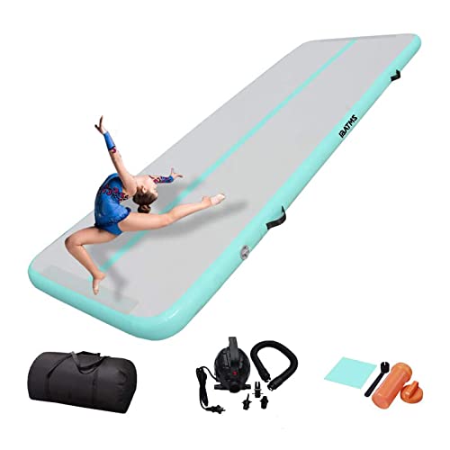 DAIRTRACK IBATMS Air Tumbling Mat - Mint Green Inflatable Air Gymnastics Mat for Gymnastics Training/Home Use/Cheerleading/Yoga/Water