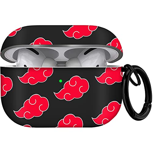 Maxjoy for Airpods Pro Case Cover for AirPod Pro,Anime Military Armor Series Full-Body Air Pod Pro Case,Secure Lock Protective Case for Apple AirPod,Wireless AirPod Pro Cases for Men Women (Red Cloud)