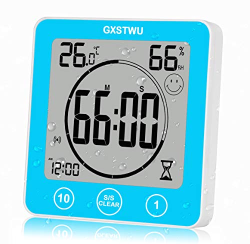 GXSTWU Waterproof Digital Timer Shower Clock w/ Alarm - Blue