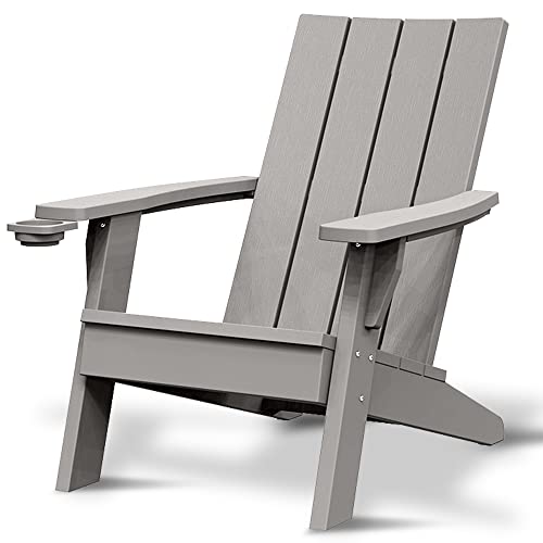 SereneLifeHome SereneLife Home Wooden Adirondack, Outdoor Patio Lounge Chairs for Fire Pit, Yard, Garden, Beach, and Backyard-Weather Resistant 300 Lb. Weight Capacity, Grey