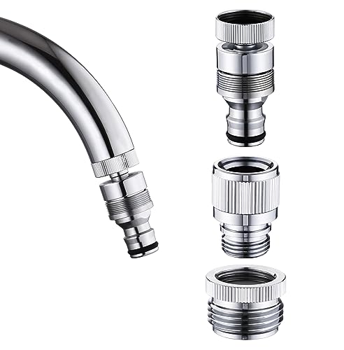 Hsmhose Sink Faucet Quick Connector Faucet to Garden Hose Adapter Dishwasher Washer Snap Coupling Adapter