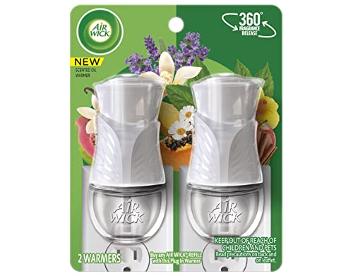 Air Wick Plug in Scented Oil Warmer, White, Essential Oils, Air Freshener, 2 Count