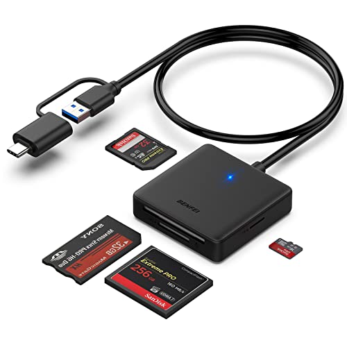 BENFEI 4in1 USB USB-C to SD Micro SD MS CF Card Reader Adapter - Versatile Memory Card Reader