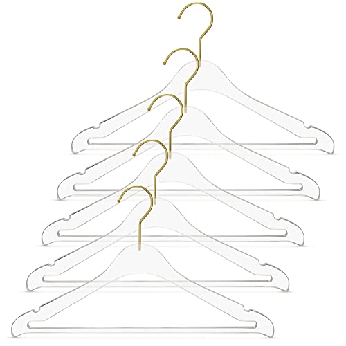 Acrylic Clear Suit Hangers, high-end Quality Clothes Hangers with Non-Slip Pants bar Gold Swivel Hook