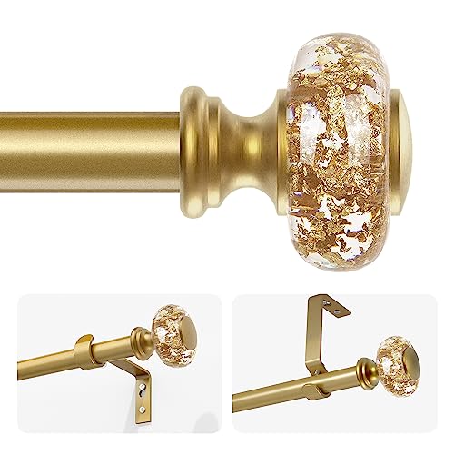 VOREFF Gold Curtain Rods for Windows 32-72 Inch - Adjustable Acrylic Drapery Rod