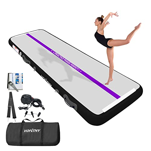 VOFiTNY Inflatable Gym Mats - Purple/Black Air Mat Tumble Track for Home/Gymnastics/Cheer/Tumbling