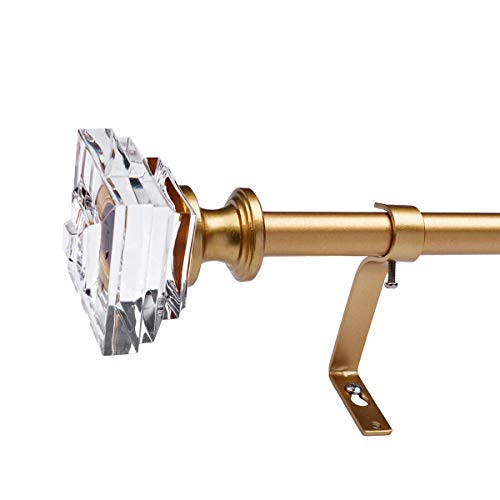 Coquilles Acrylic Square Finials Curtain Rod - Adjustable Length, Gold