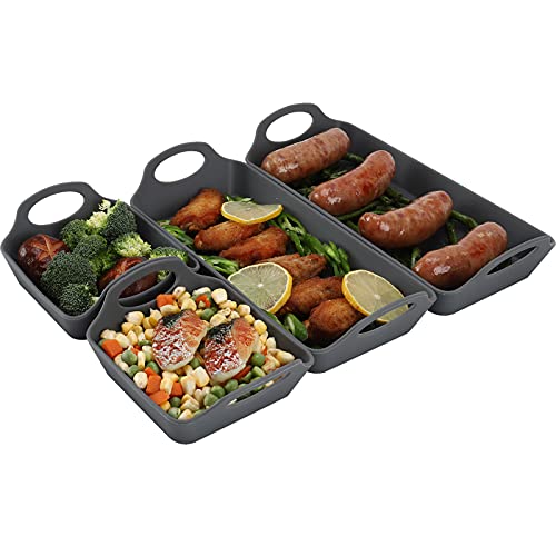  Pinzovemo Silicone Baking Sheet Pan Dividers - Sturdy Heatproof Handles Nonstick Tray - Reusable Bakeware Set - Air Fryer & Oven Safe