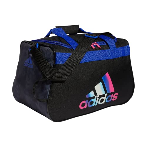 adidas Diablo Small Duffel Bag, Black/Lucid Blue/Stone Wash Carbon Spectrum Logo, One Size