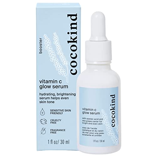 Cocokind Vitamin C Glow Serum with Azelaic Acid and Sea Grape Caviar - Bright and Even Skin - 1 Fl Oz